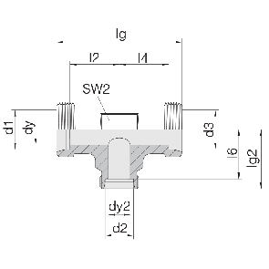 Соединение для труб проходное тройник 24-T-L6-L10-L6-P