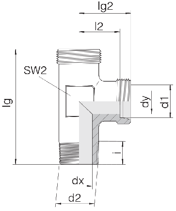 Соединение для труб штуцерное тройник 24-SDL-L6-M10T-P