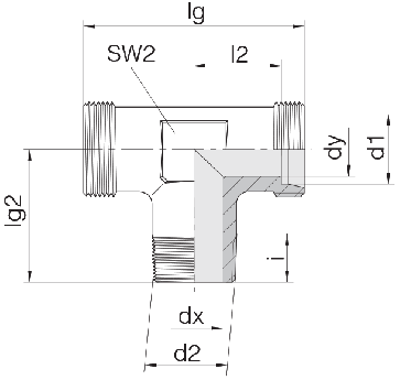 Соединение для труб штуцерное тройник 24-SDT-S10-M16T-P