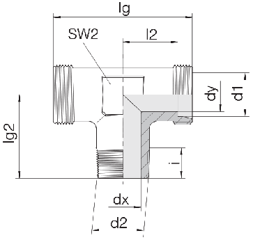 Соединение для труб штуцерное тройник 24-SDT-L15-R1/2T