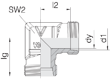 Соединение для труб проходное угловое 24-E-S14