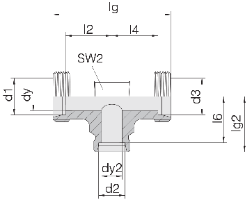 Соединение для труб проходное тройник 24-T-L12-L22-L12