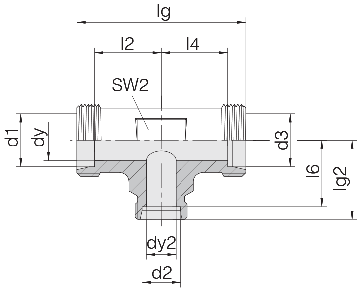 Соединение для труб проходное тройник 24-T-L35-L28-L28