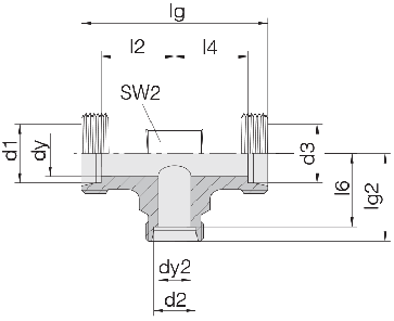Соединение для труб проходное тройник 24-T-S12-S10-S12-P