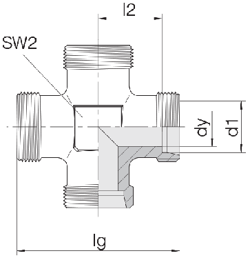 Соединение для труб проходное крестовое 24-K-S10