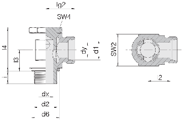 Соединение для труб поворотное угловое 24-BSE-LL6-M10B