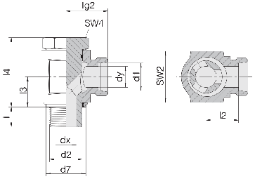 Соединение для труб поворотное угловое с эксцентриком 24-BEE-L10-M14E