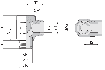 Соединение для труб поворотное угловое 24-BCE-S14-G1/2B