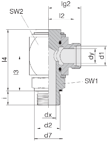 Соединение для труб поворотное угловое угловое 24-RCE-L12-M16E-C10