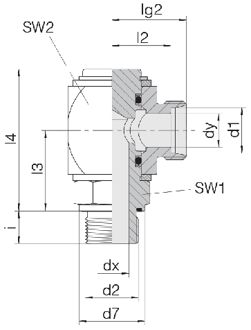 Соединение для труб поворотное угловое 24-RCE-S14-G1/2E-C10