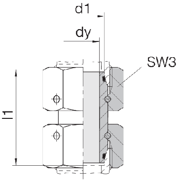 Соединение для труб проходное прямое с двумя гайками 24-SW2OS-L6