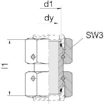 Соединение для труб проходное прямое с двумя гайками 24-SW2OS-S14-CP2