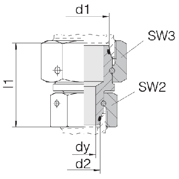 Соединение для труб переходное прямое с двумя гайками 24-SW2OS-S30-S25
