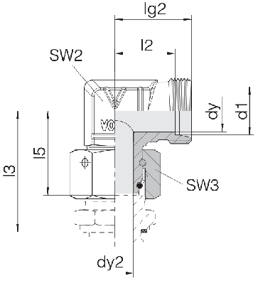 Соединение для труб проходное угловое с гайкой 24-SWOE-S14