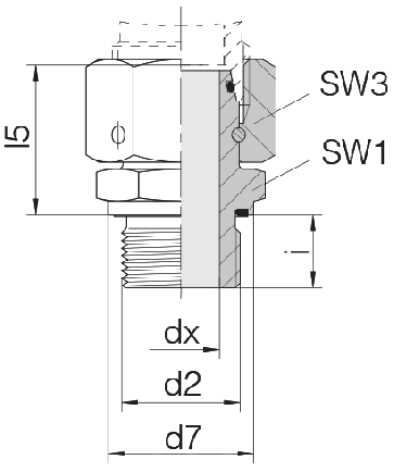 Соединение для труб штуцерное прямое с кримпованной гайкой 24-SWOSDS-S14-M20E