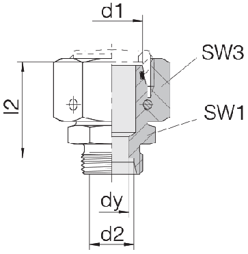 Соединение для труб переходное прямое с кримпованной гайкой 24-SWOS-L42-L22