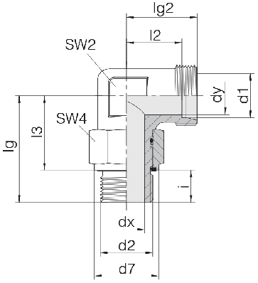Соединение для труб регулируемое угловое с контргайкой 24-SDAE-L8-M12E