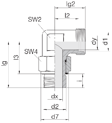 Соединение для труб регулируемое угловое с контргайкой 24-SDAE-L8-G3/8E