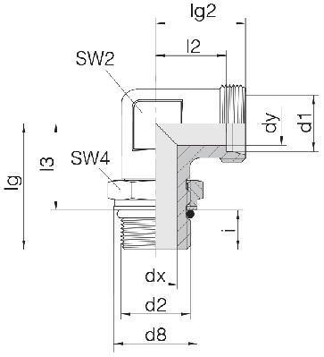 Соединение для труб регулируемое угловое с контргайкой 24-SDAE-L10-M14F
