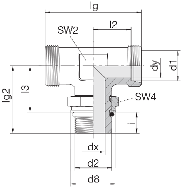 Соединение для труб регулируемое Т-образное с контргайкой 24-SDAT-L10-M14F