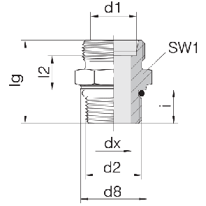 Соединение для труб штуцерное прямое коническое 24-SDS-L35-M48F