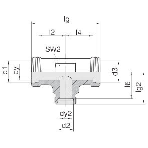 Соединение для труб проходное тройник 24-T-L15-L22-L15