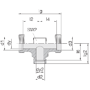 Соединение для труб проходное тройник 24-T-S38-S16-S38