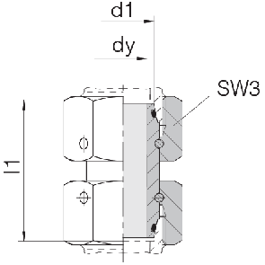 Соединение для труб проходное прямое с двумя гайками 24-SW2OS-S6