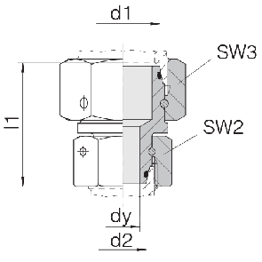 Соединение для труб переходное прямое с двумя гайками 24-SW2OS-L10-L6-CP1