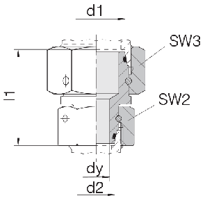 Соединение для труб переходное прямое с двумя гайками 24-SW2OS-S16-L15-CP1