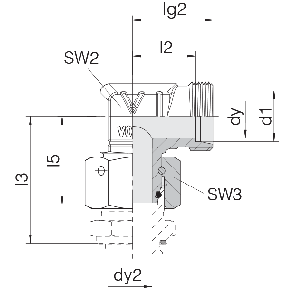 Соединение для труб проходное угловое с гайкой 24-SWOE-S6-P