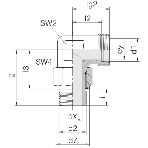 Соединение для труб регулируемое угловое с контргайкой 24-SDAE-L6-M10E