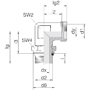 Соединение для труб регулируемое угловое с контргайкой 24-SDAE-S6-M12F