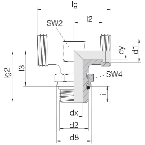 Соединение для труб регулируемое Т-образное с контргайкой 24-SDAT-L6-M10F