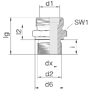 Соединение для труб штуцерное прямое коническое 24-SDS-L42-M42B